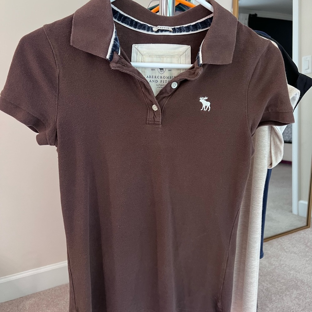 Abercrombie & Fitch Brown Polo Shirt with White Trim